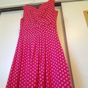 Lands' End Azalea Pink Bandana Fit and Flare Dress Woman's S